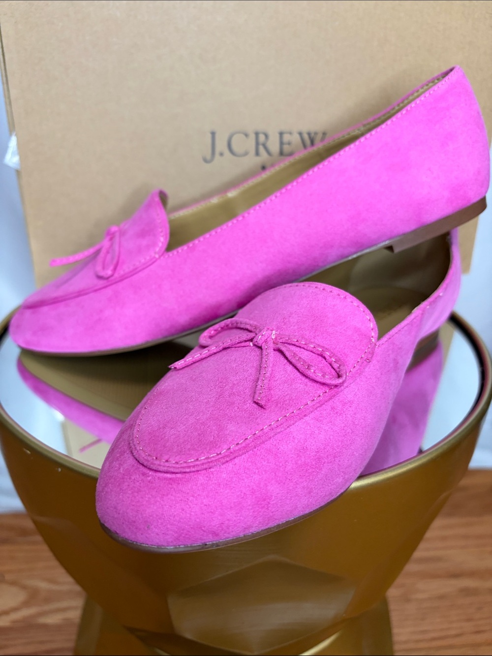J. Crew Bow Loafers Style BN853 Intense Pink size women’s USA size 10 NWT